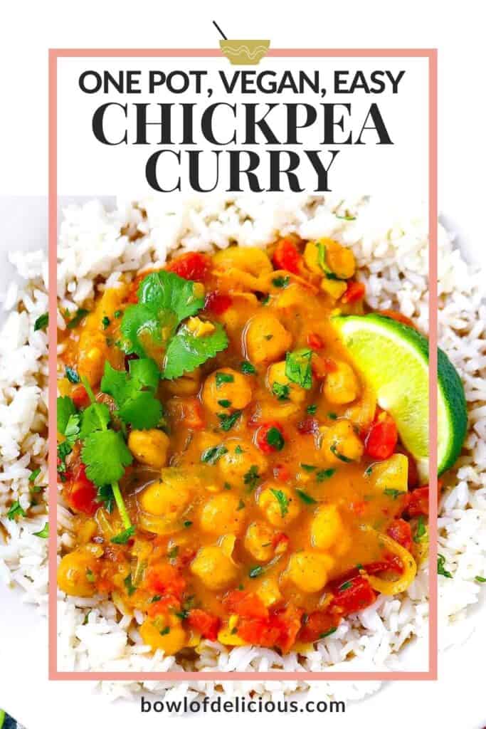 Pinterest image for chickpea curry.