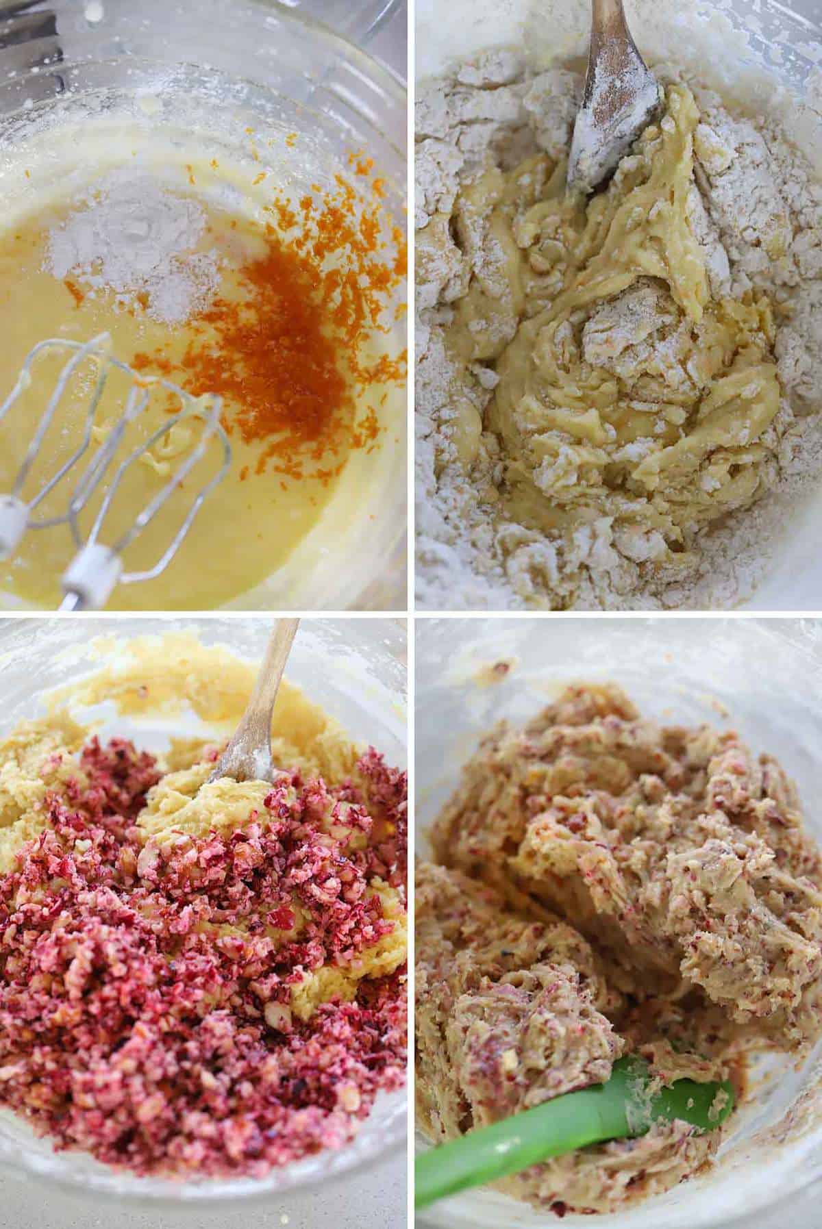 Mixing up cranberry orange biscotti dough.
