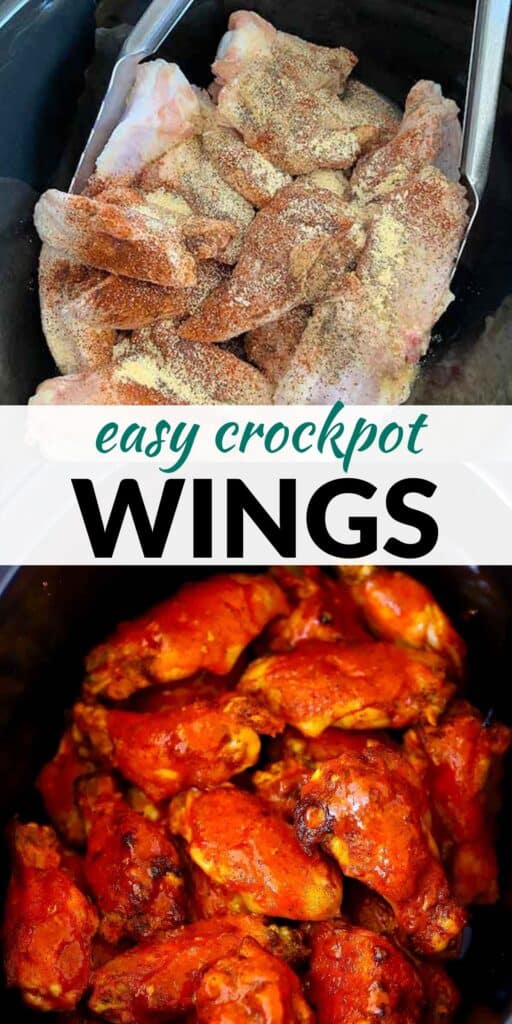 Pinterest image for slow cooker buffalo wings.