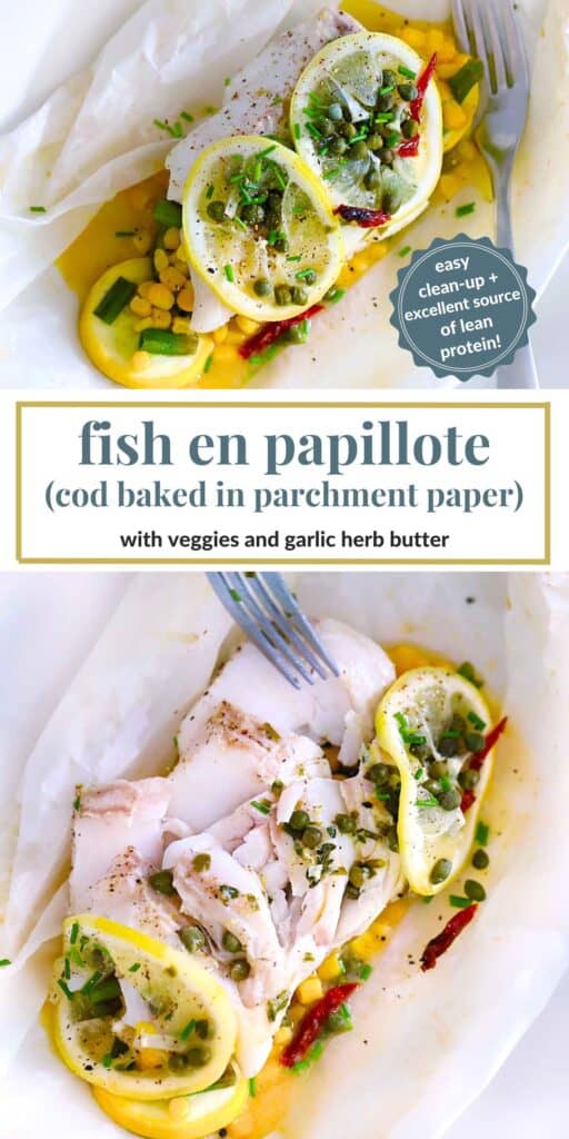 Pinterest image for fish en papillote.