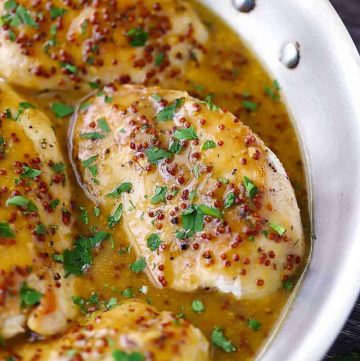 Honey Mustard Chicken in a skillet.