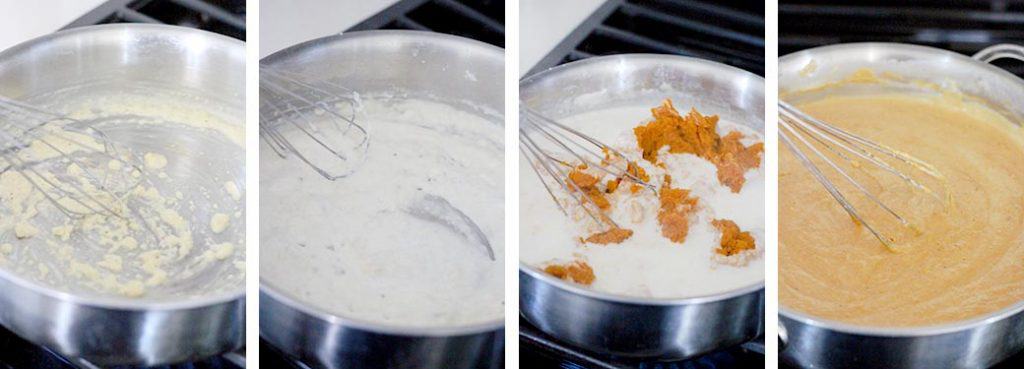 With 60% fewer calories than traditional Alfredo sauce, this Pumpkin Fettucini Alfredo is healthy, creamy, and delicious. It's a great way to sneak veggies into a main course, especially in the fall season!