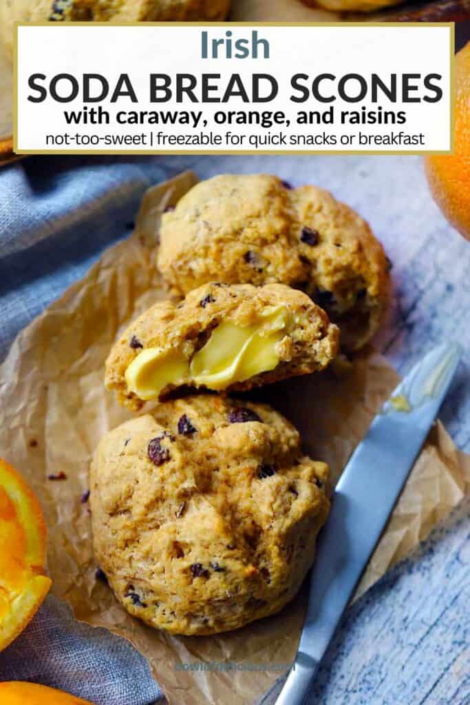 Pinterest image for Irish Soda Bread Scones.