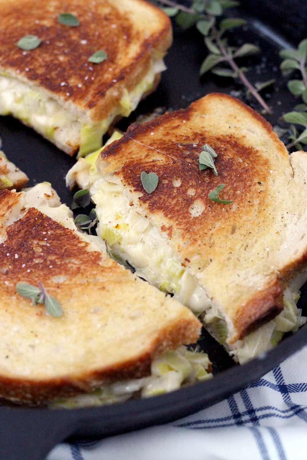 This Leek and Gruyere Grilled Cheese recipe is rich and buttery. Every bite is infused with perfectly melted cheese and that subtle, savory, onion flavor leeks are known for. The perfect easy weeknight dinner with a simple salad or light soup!