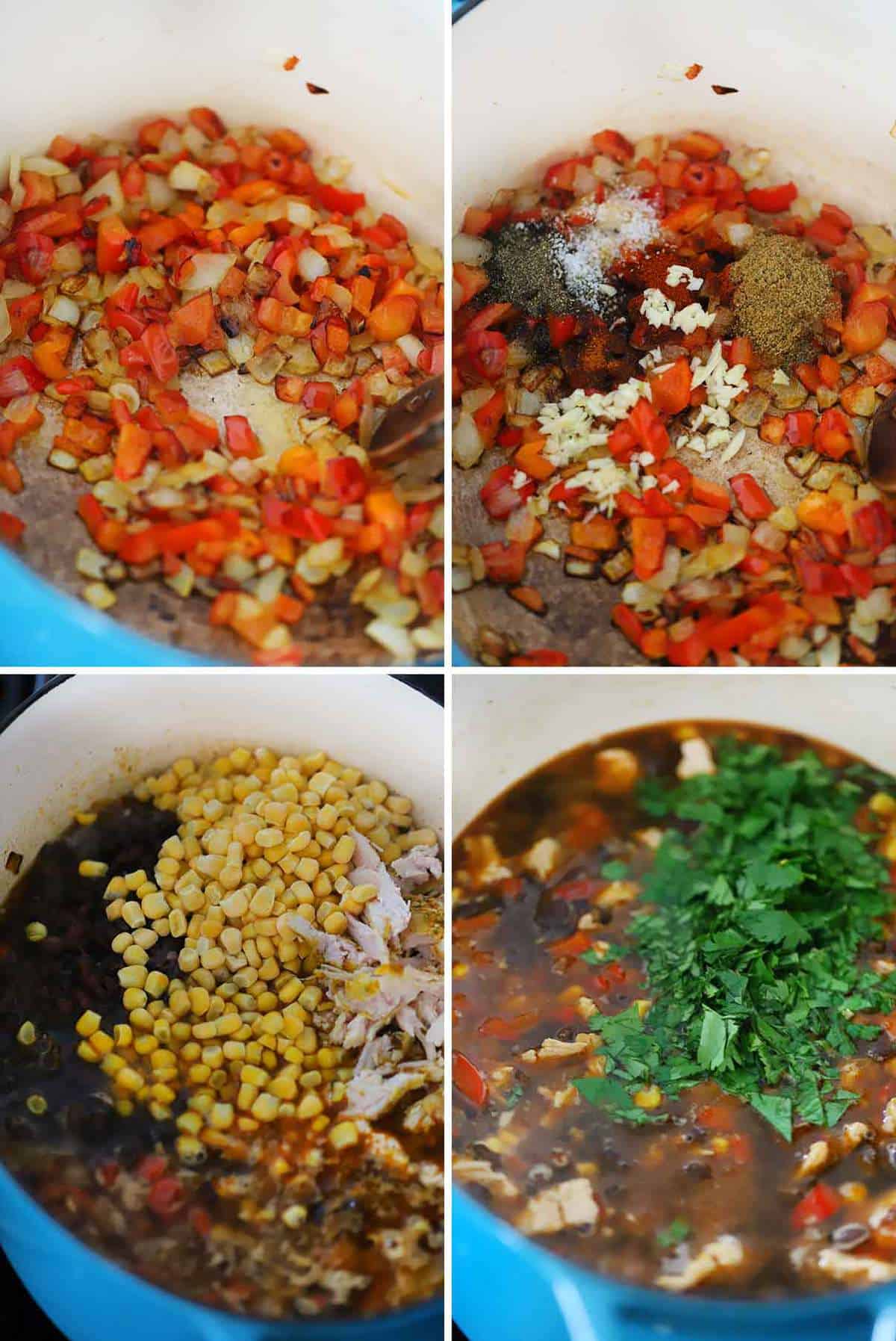 How to make leftover turkey soup with black beans and corn.