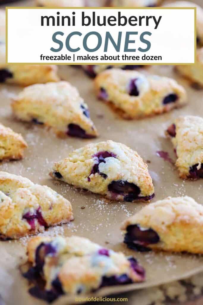 Pinterest image for mini blueberry scones.