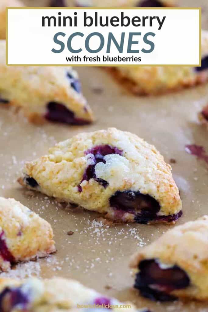 Pinterest image for mini blueberry scones.