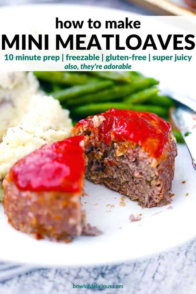 Pinterest image for mini meatloaves.