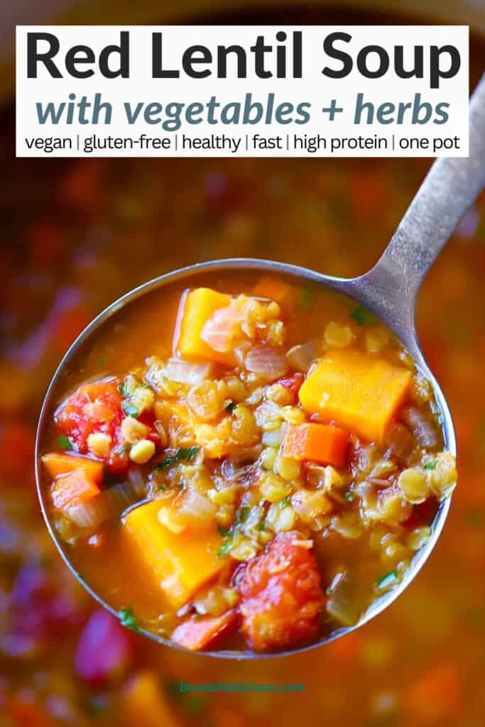 Pinterest image for Red Lentil Soup.