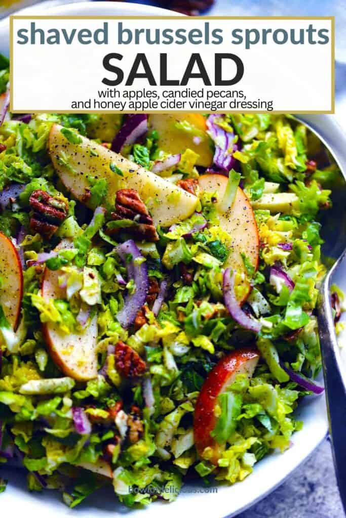 Pinterest image for shaved Brussels sprouts salad.