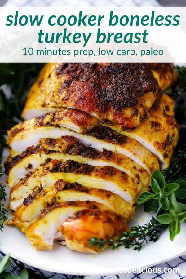 pinterest image for slow cooker turkey breast