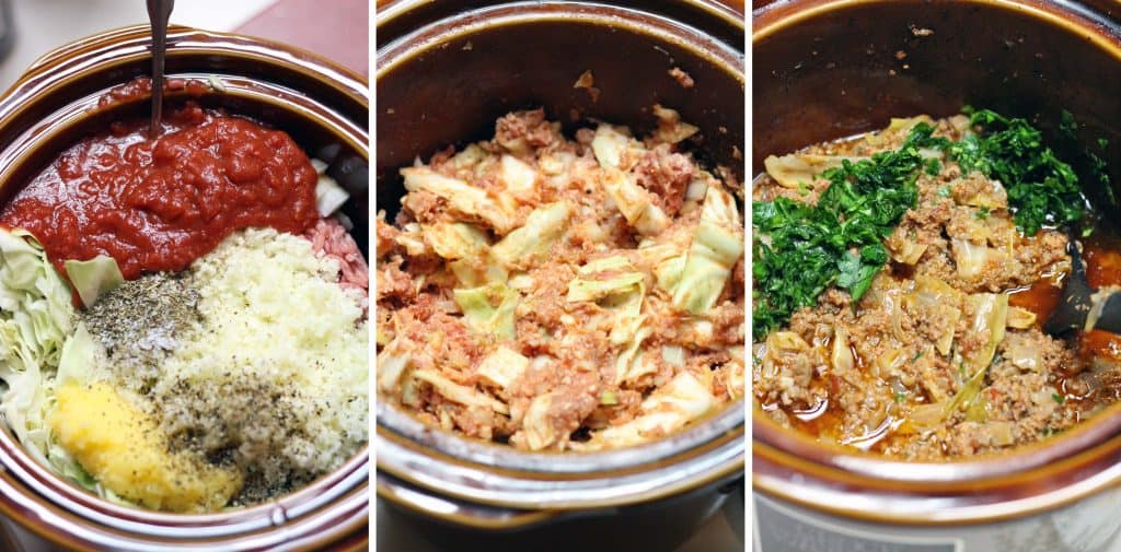 Spicy Slow Cooker Stuffed Cabbage Casserole | Tastes just like stuffed cabbage, but SO MUCH SIMPLER to make! Just mix in your slow cooker and turn on. Plus, it's Whole30 and Paleo approved!