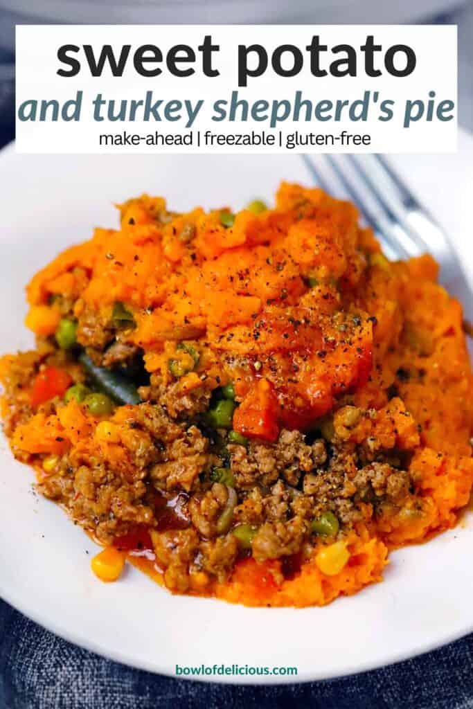 Pinterest image for sweet potato shepherd's pie.