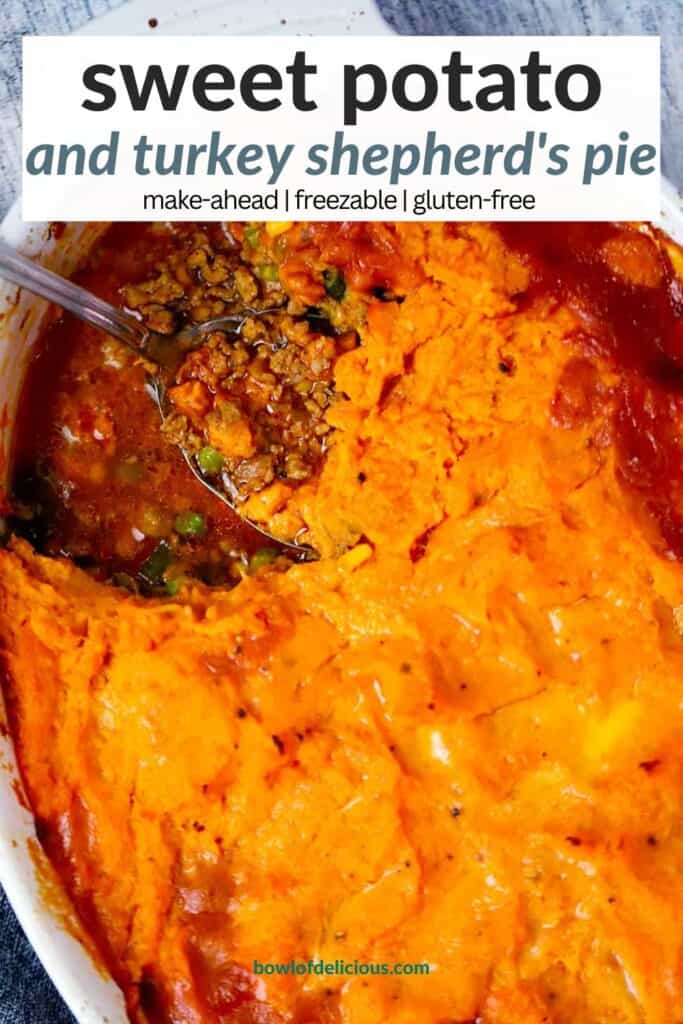Pinterest image for sweet potato shepherd's pie.