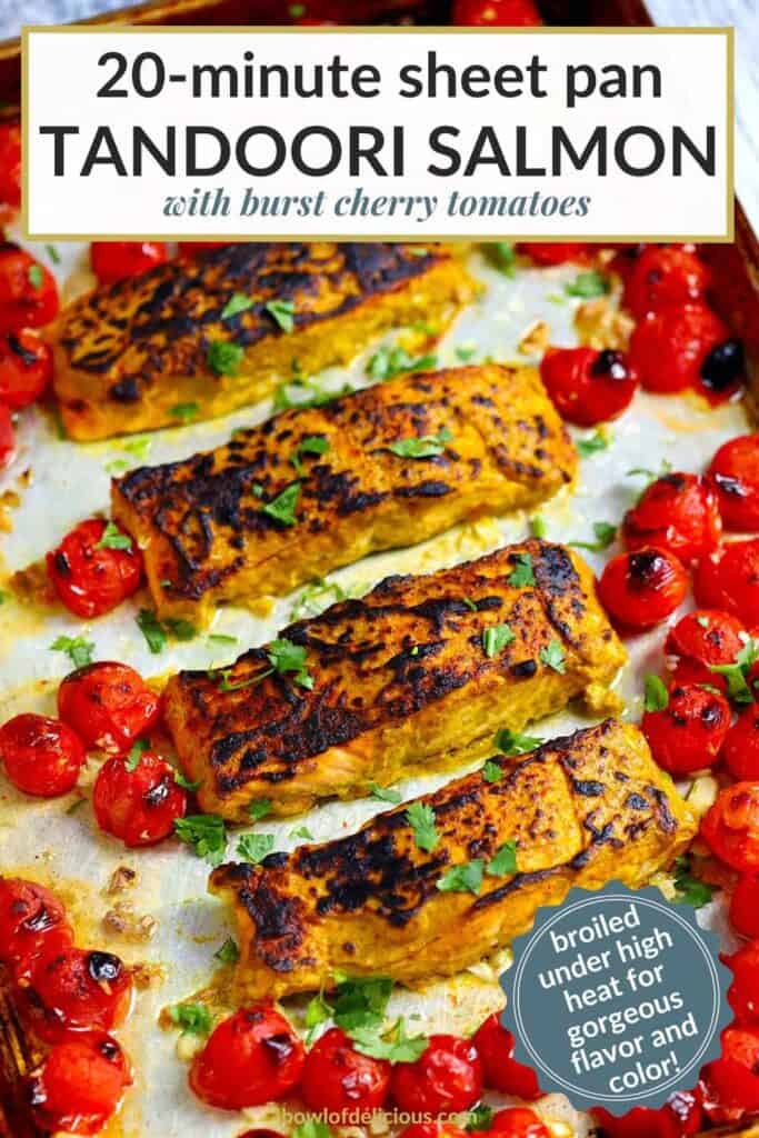 Pinterest image for tandoori salmon.